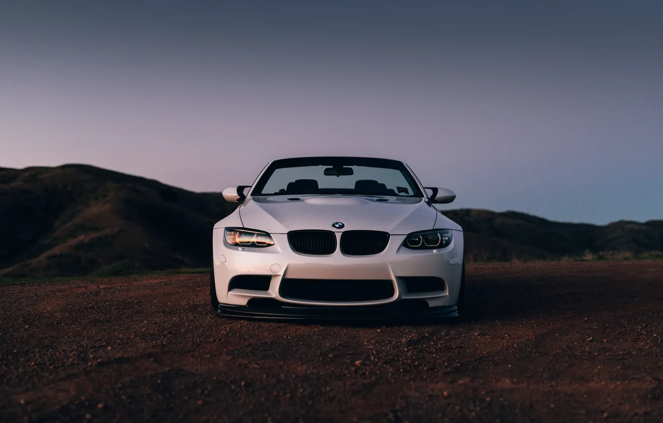 Фото обои BMW, Front, White, E92, Sight, LED