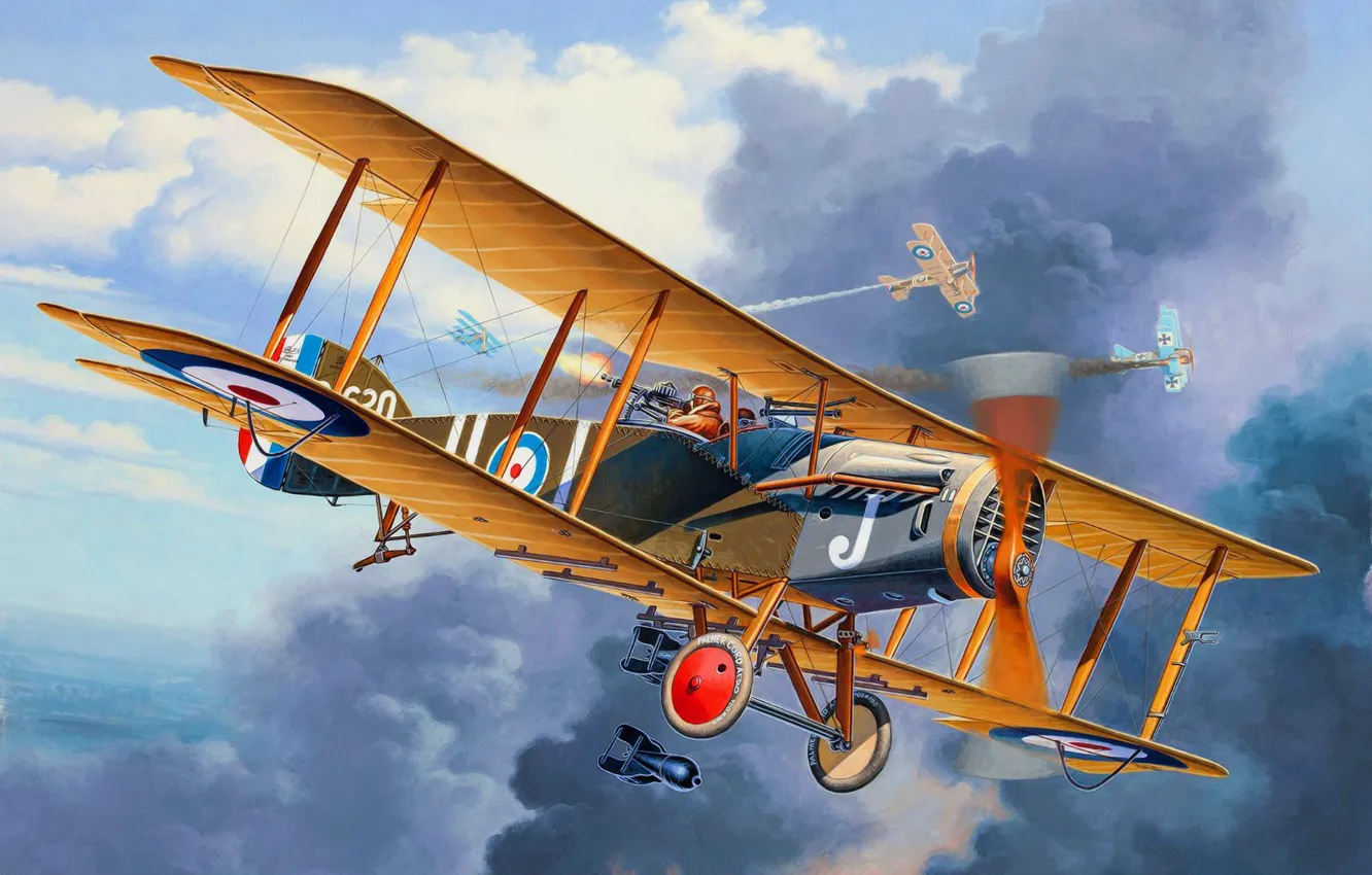 Фото обои art, airplane, painting, aviation, Bristol F.2 Fighter