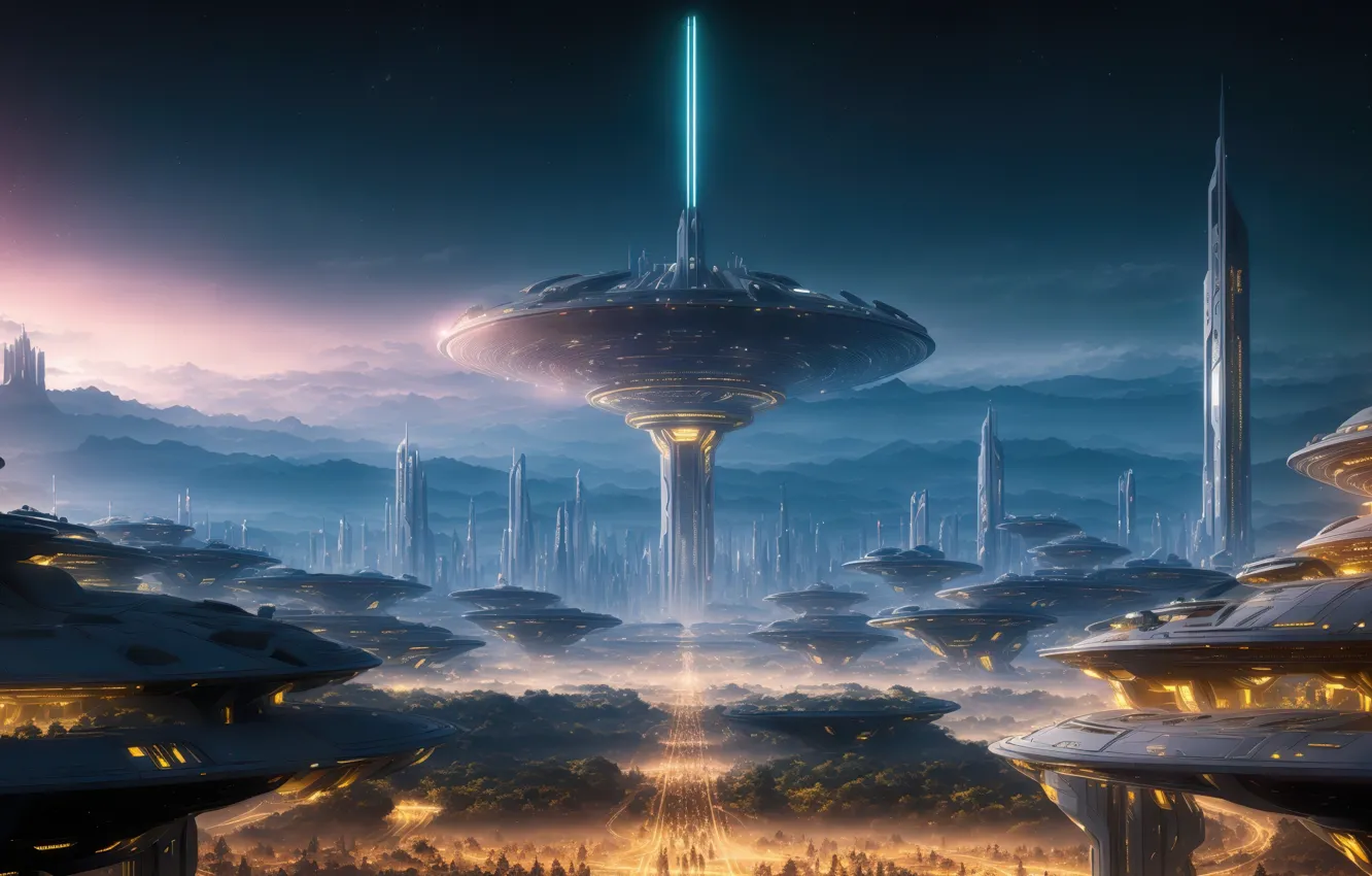 Фото обои city, future, landscape, art, fantastic, digital art, Futuristic, utopia