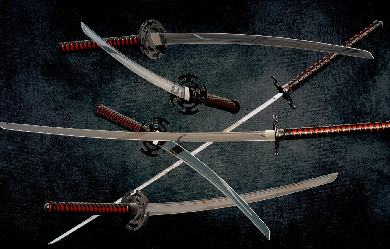 Фото обои wallpaper, metal, red, sword, black, weapon, background, katana