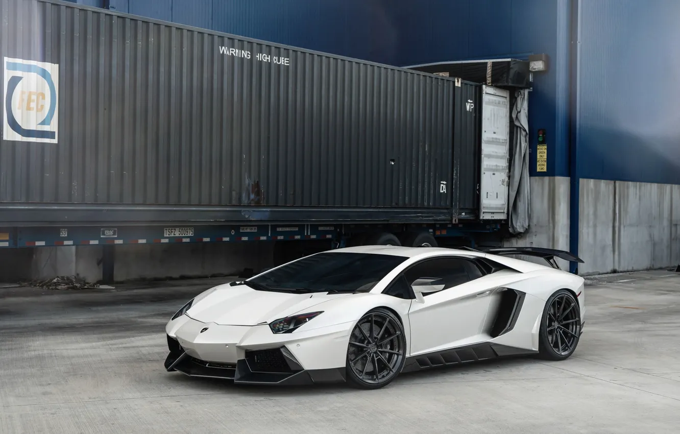 Фото обои Lamborghini, Italy, White, Aventador, VAG, Sight