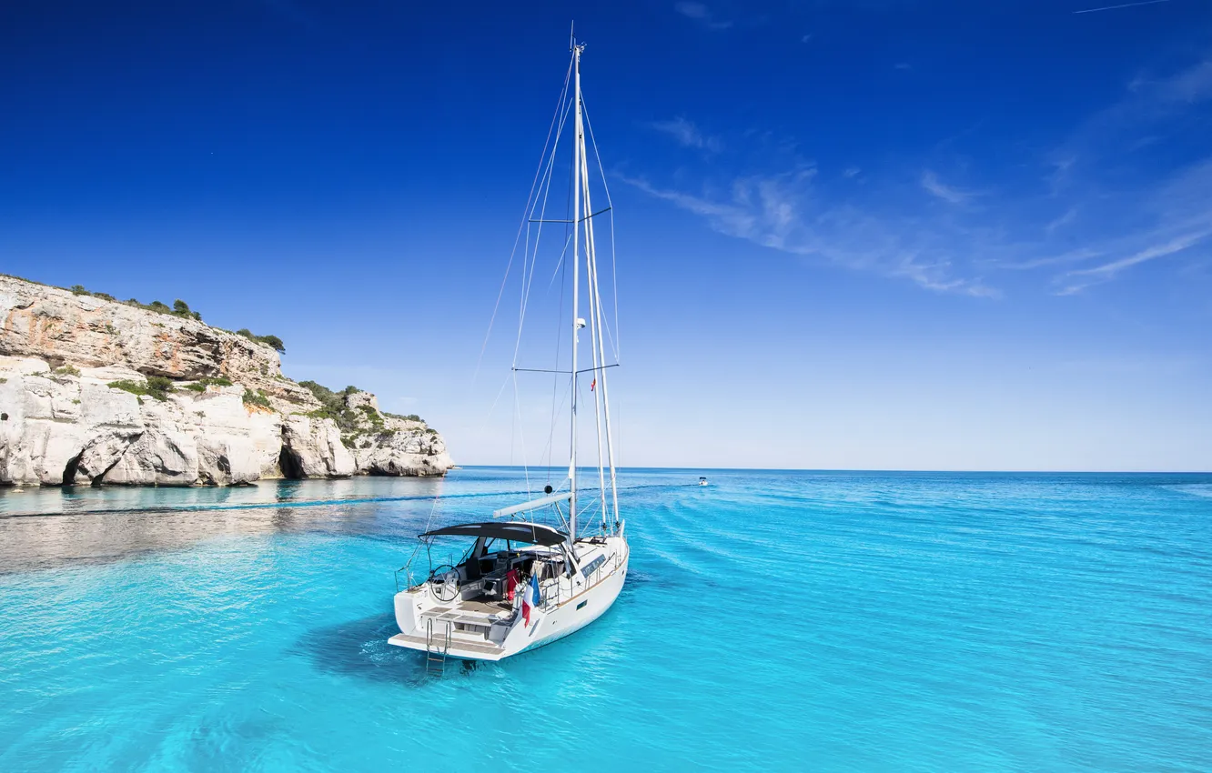 Фото обои ocean, nature, sailing, sailboat, mediterranean, sailing boat, menorca