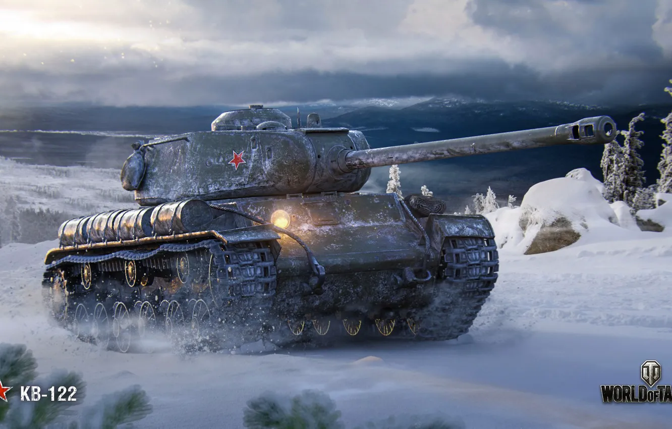 Фото обои зима, WoT, World of Tanks, советский танк, КВ-122, Wargaming