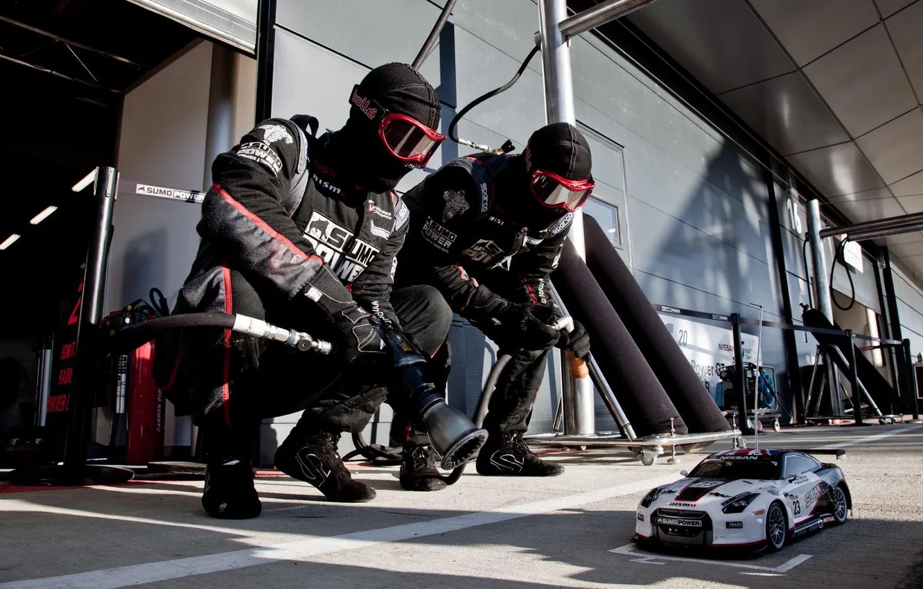 Фото обои Nissan GT-R, sumo power team, RC stop