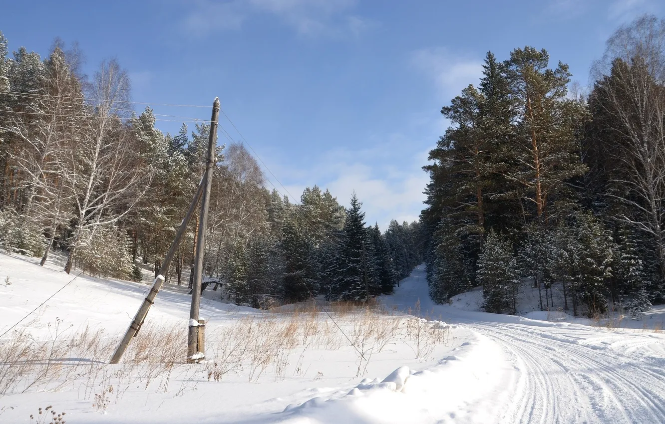 Фото обои зима, дорога, пейзаж, природа, фото, поворот