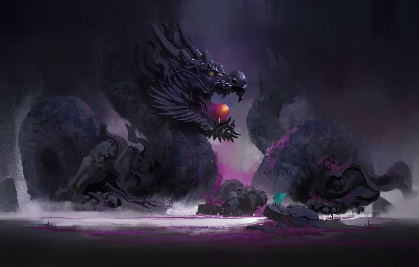 Фото обои фантастика, дракон, рисунок, art, Concept Art, by YU YIMING, YU YIMING