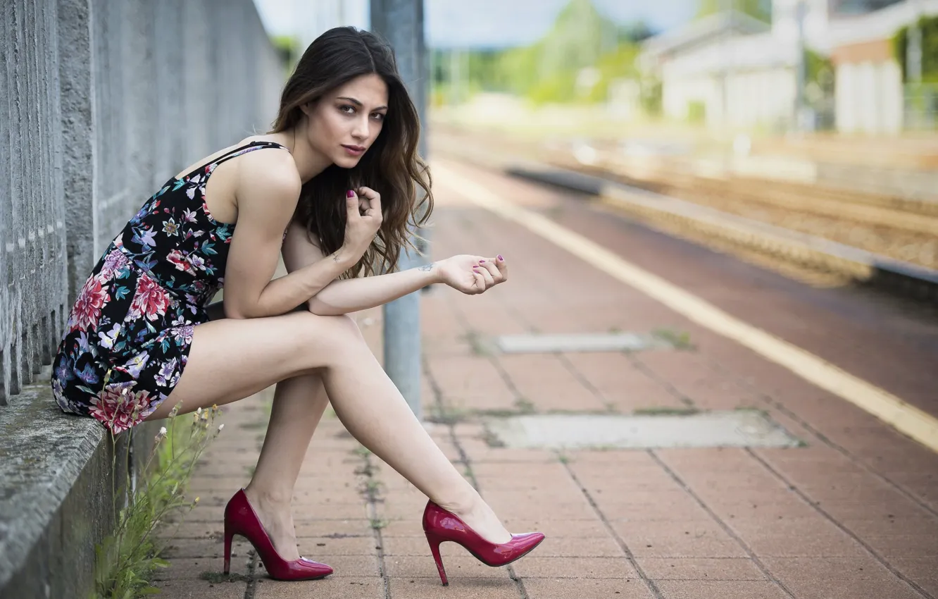 Фото обои girl, sexy, dress, legs, model