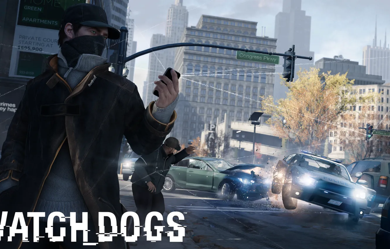 Фото обои полиция, iphone, ubisoft, Watch Dogs