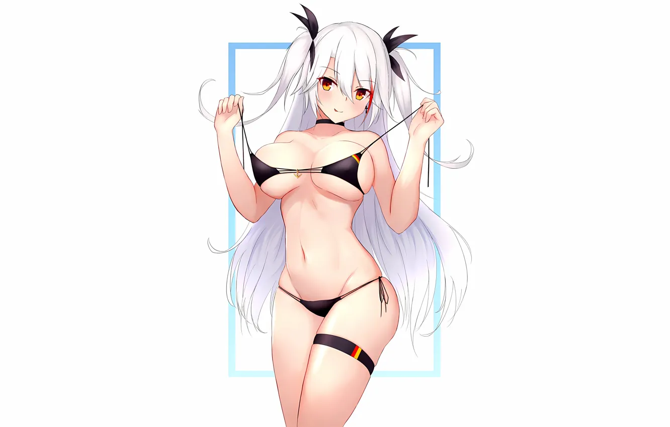Фото обои girl, sexy, cleavage, long hair, boobs, anime, beautiful, twintails