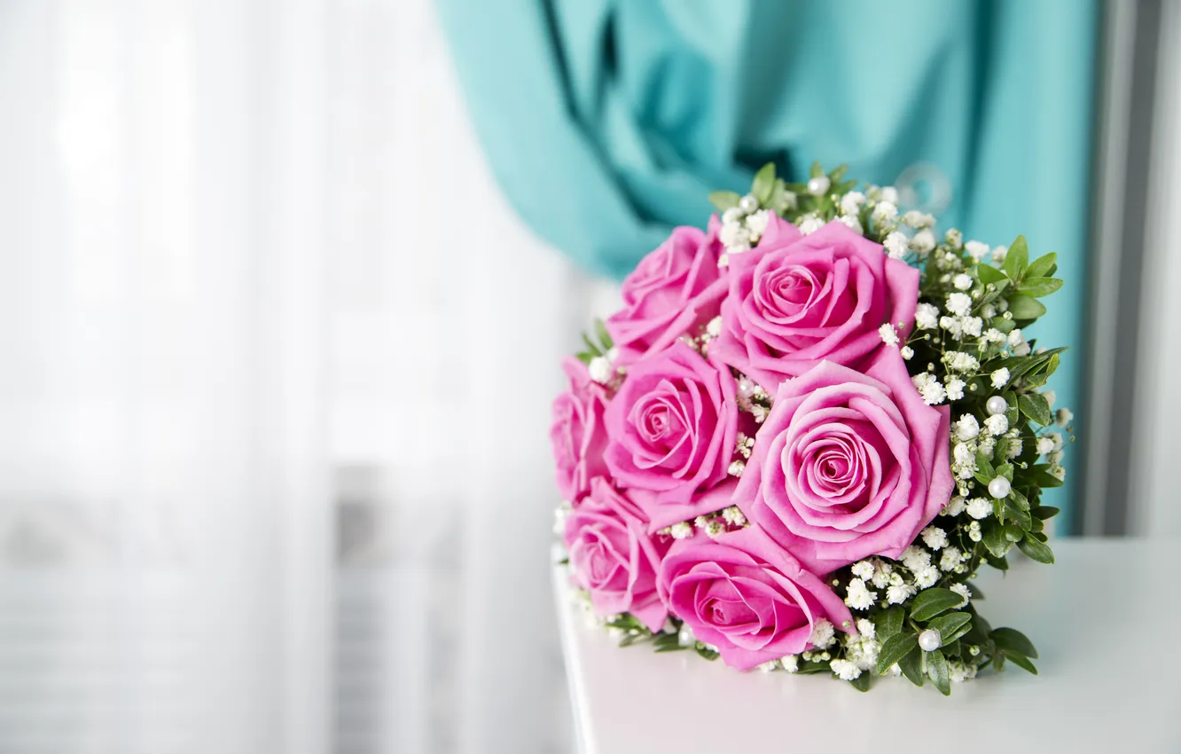 Фото обои цветы, розы, букет, розовые, rose, pink, flowers, bouquet