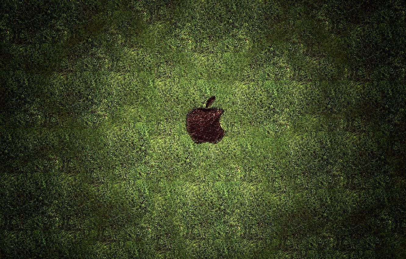 Фото обои трава, газон, след, apple, mac, hi-tech