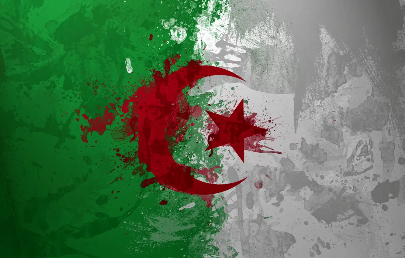 Фото обои краски, флаг, Algeria, Алжир