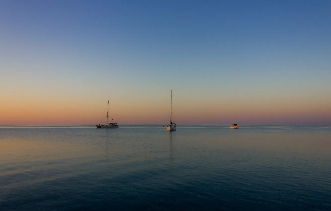 Фото обои море, небо, лодка, яхта, горизонт