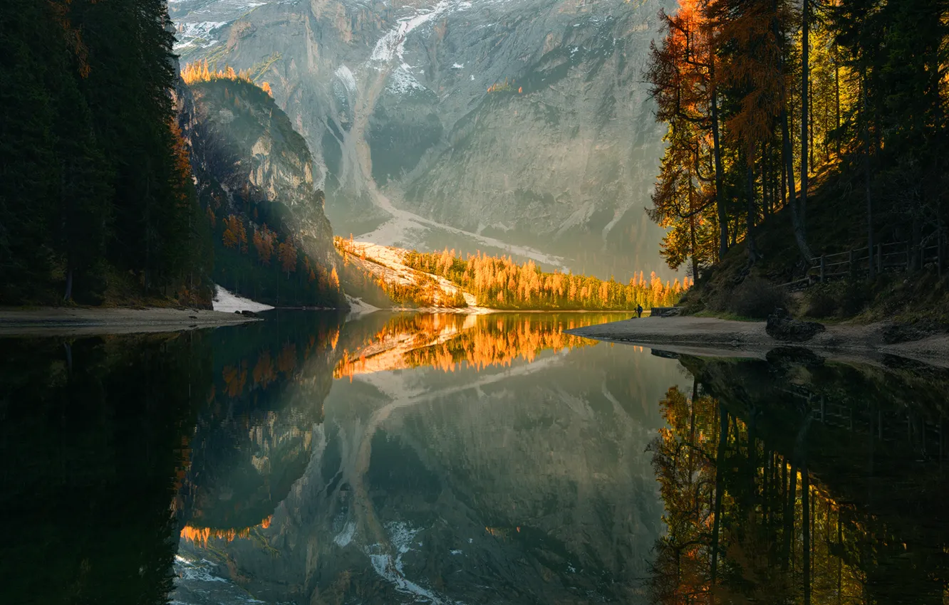 Фото обои горы, отражение, река