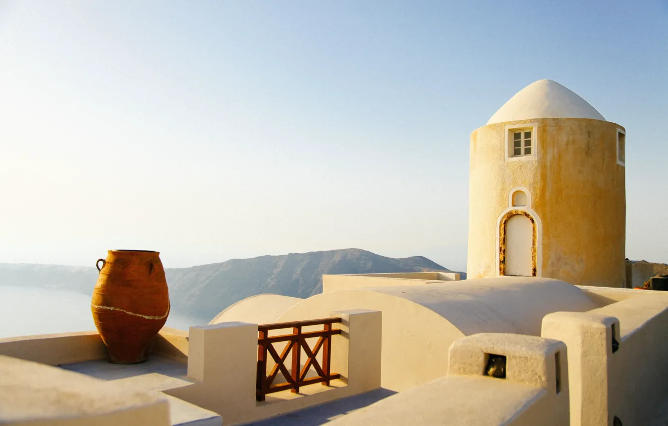 Фото обои sky, Europe, mountain, hill, shore, Santorini, Greece, structure