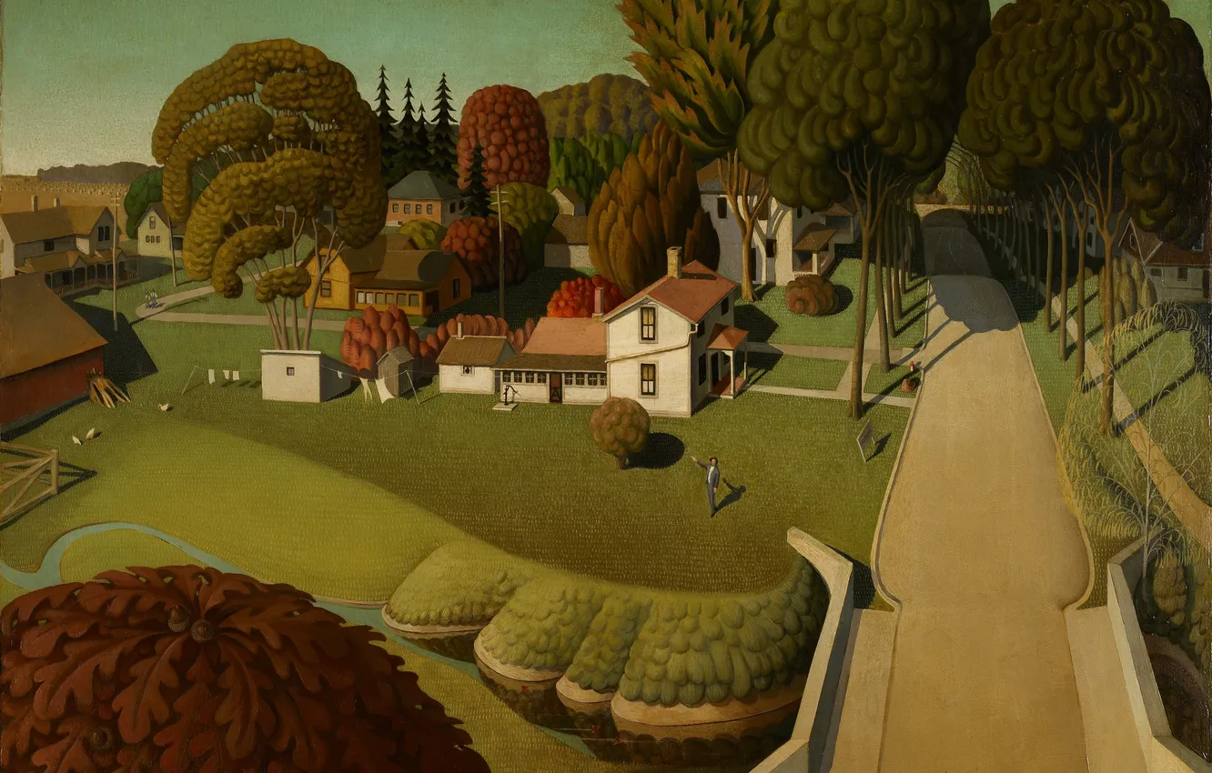 Фото обои Айова, Grant Wood, Грант Вуд, Место рождения Герберта Гувера, Уэст-Бранч, Iowа, West Branch, The Birthplace …