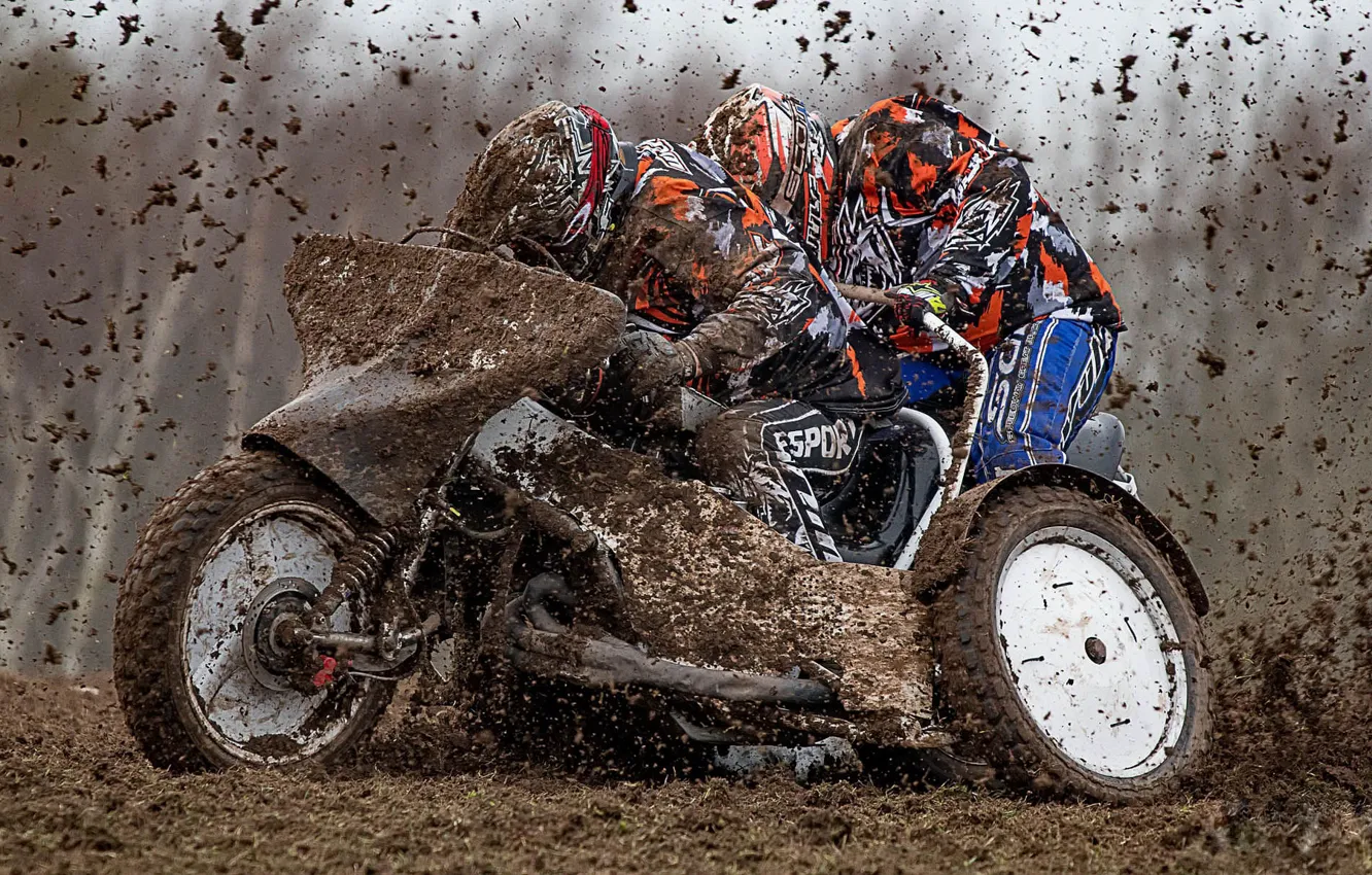 Фото обои гонка, грязь, мотоцикл