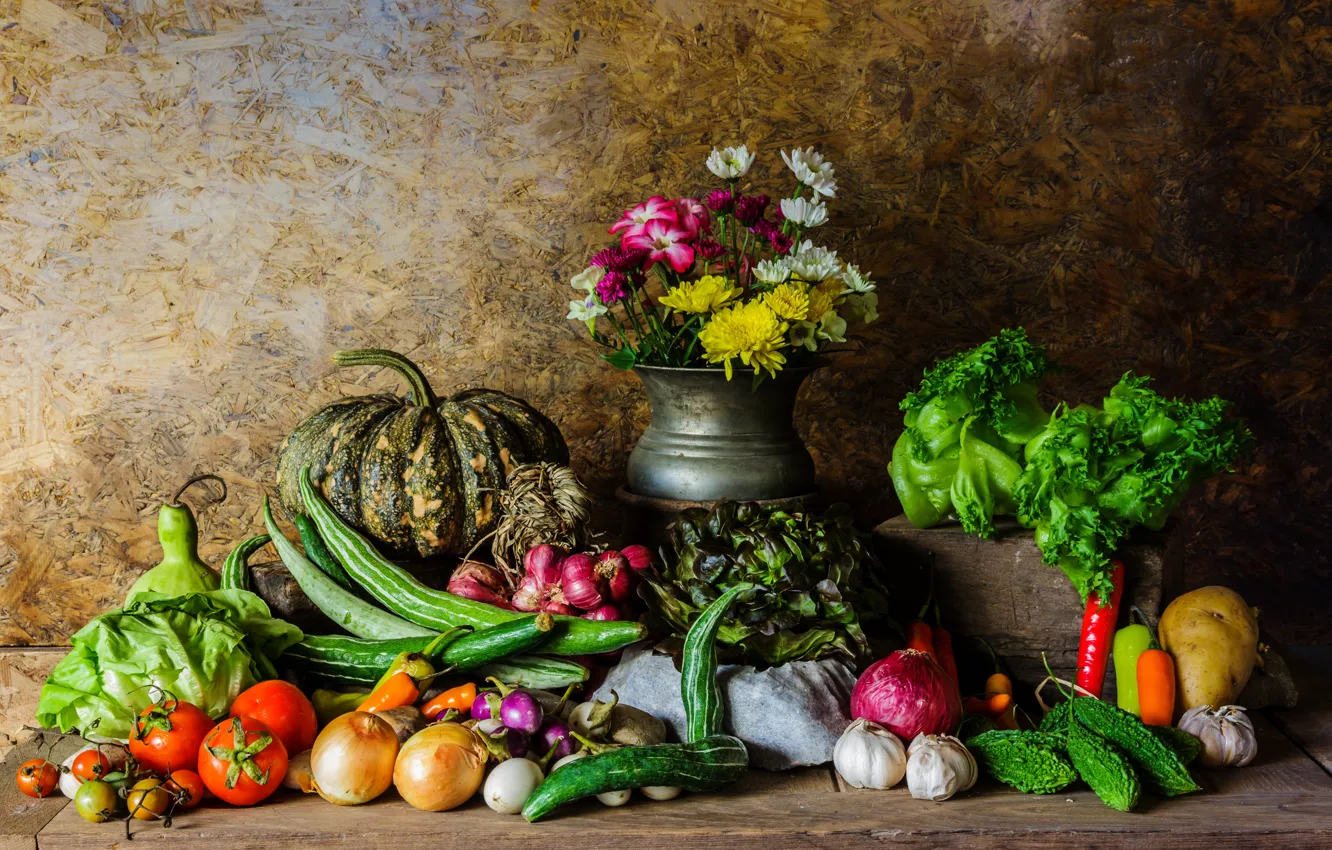 Фото обои осень, урожай, тыква, натюрморт, овощи, flowers, autumn, still life