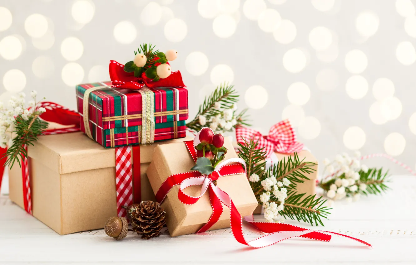 Фото обои снег, украшения, елка, Новый Год, Рождество, подарки, Christmas, snow