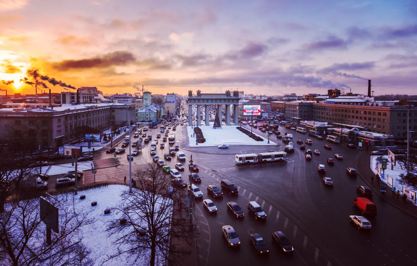 Фото обои движение, улица, здание, дома, Питер, Санкт-Петербург, Россия, Russia