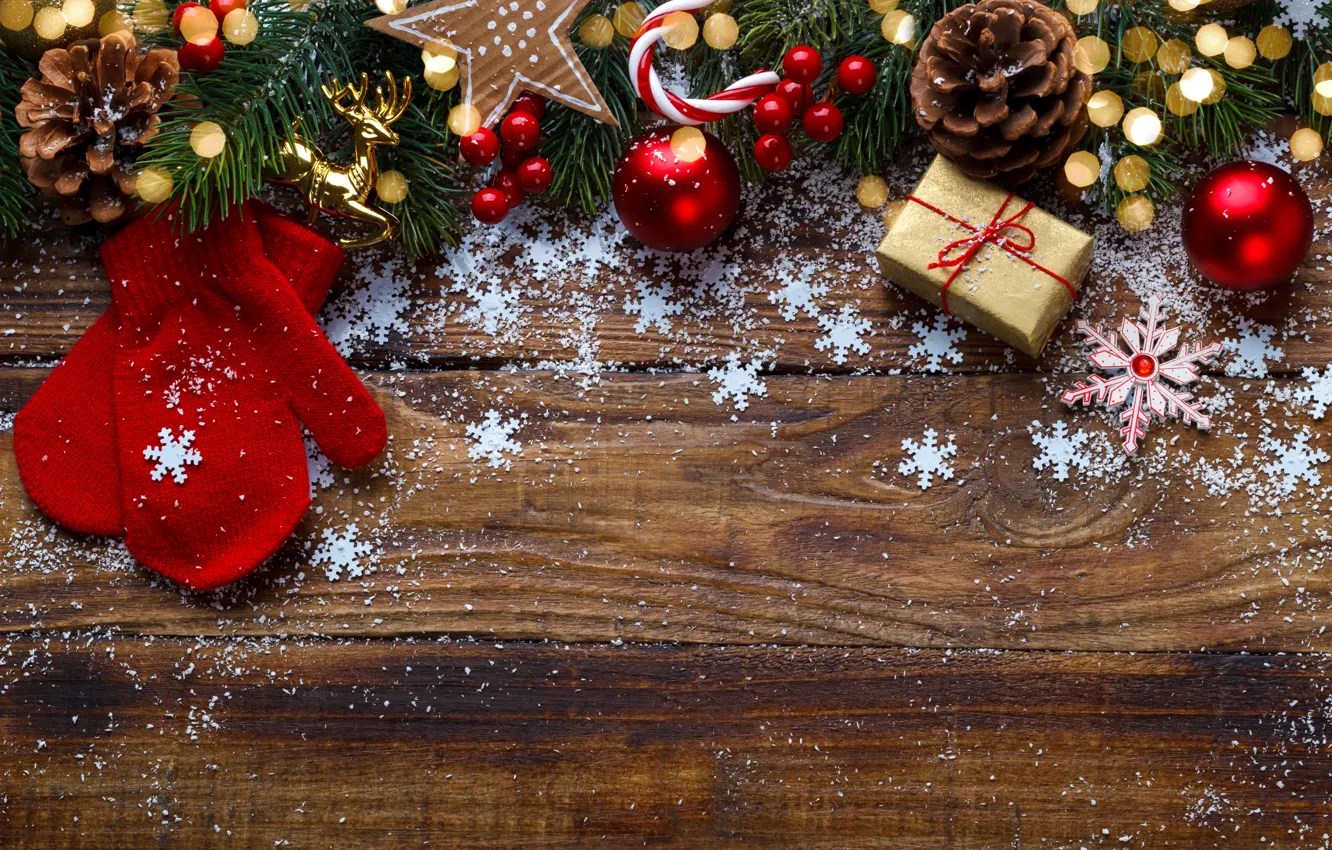 Фото обои снег, Новый Год, Рождество, подарки, Christmas, wood, snow, New Year