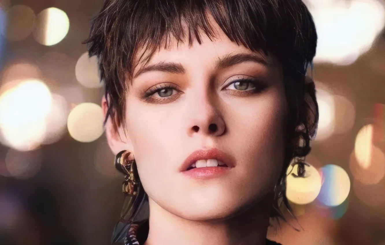 Фото обои взгляд, портрет, макияж, актриса, Kristen Stewart, Кристен Стюарт, hair