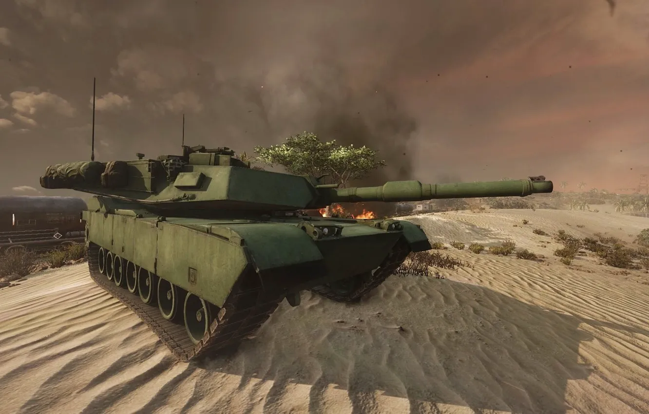 Фото обои пустыня, танк, abrams, m1a1, armored warfare