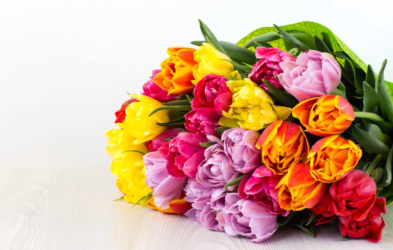 Фото обои букет, colorful, тюльпаны, flowers, tulips