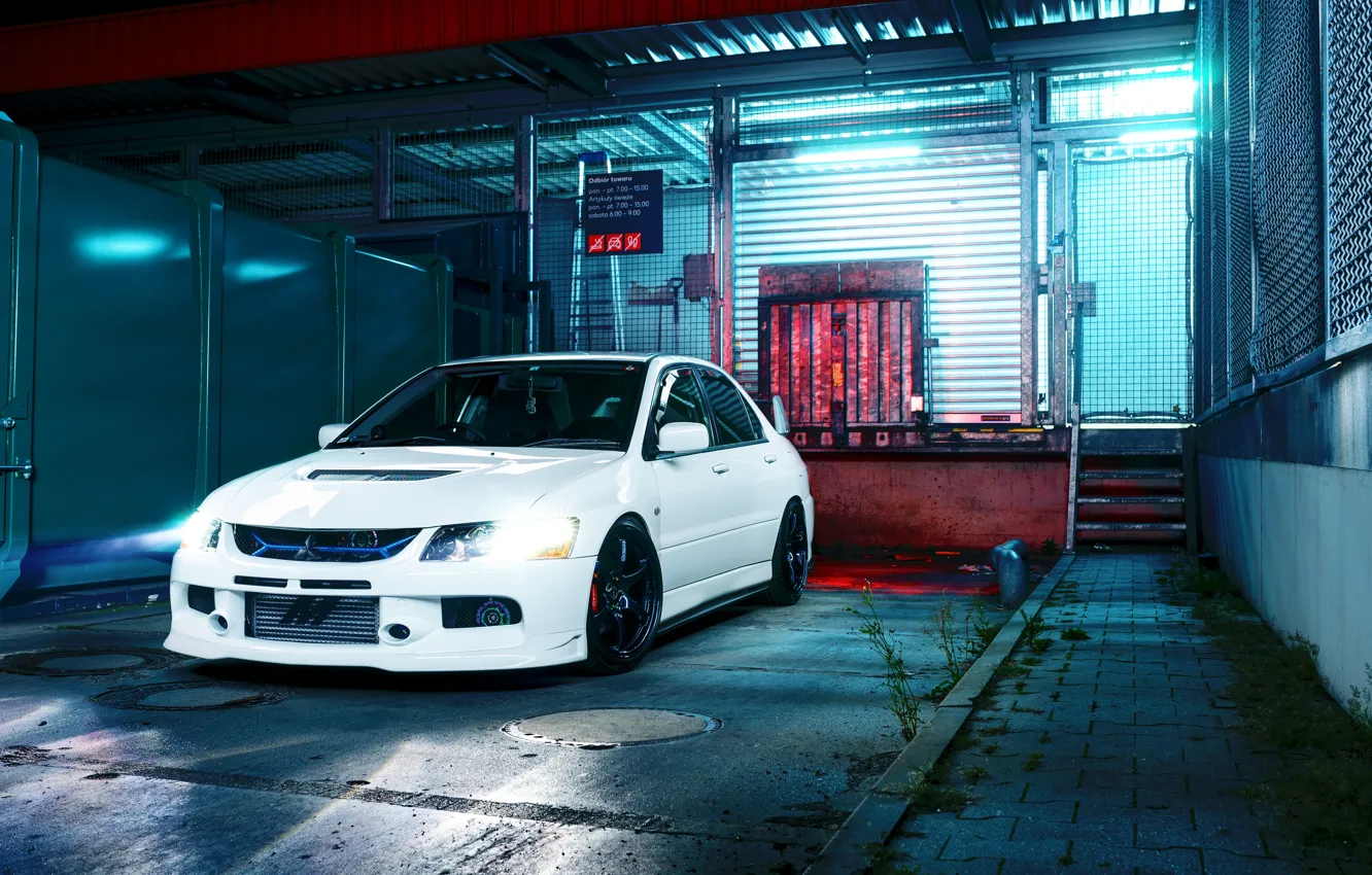 Фото обои Light, Night, Lancer Evolution IX