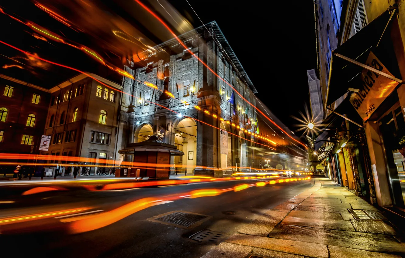 Фото обои ночь, выдержка, Италия, Italy, night, exposure, Парма, Parma