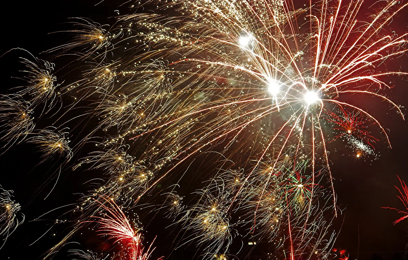 Фото обои салют, фейерверк, New Year, Fireworks