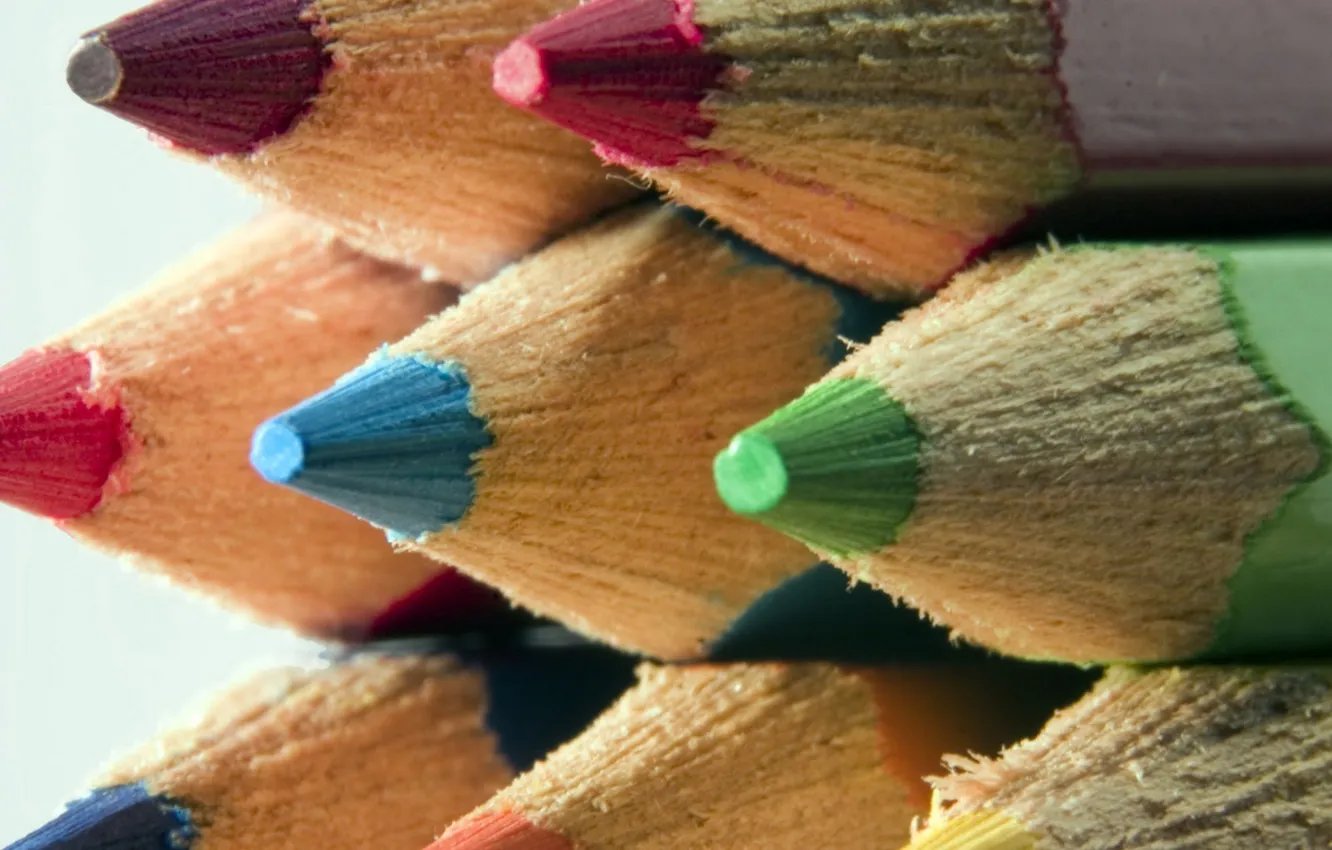 Фото обои макро, карандаши, разноцветные