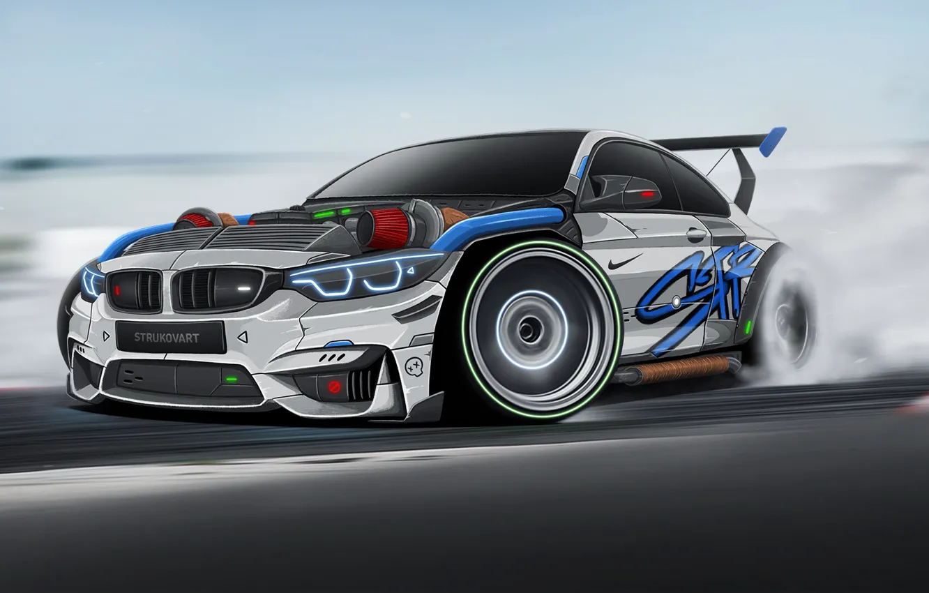 Фото обои Рисунок, BMW, Машина, Тюнинг, Дрифт, Drift, Арт, Art