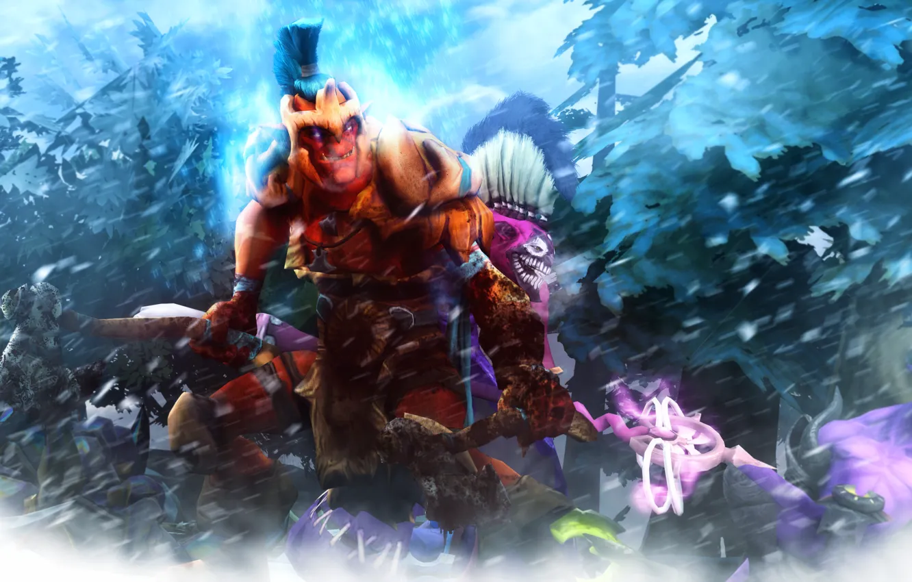 Фото обои Defense of the Ancients, Dota 2, Faceless Void, Dazzle, Troll Warlord