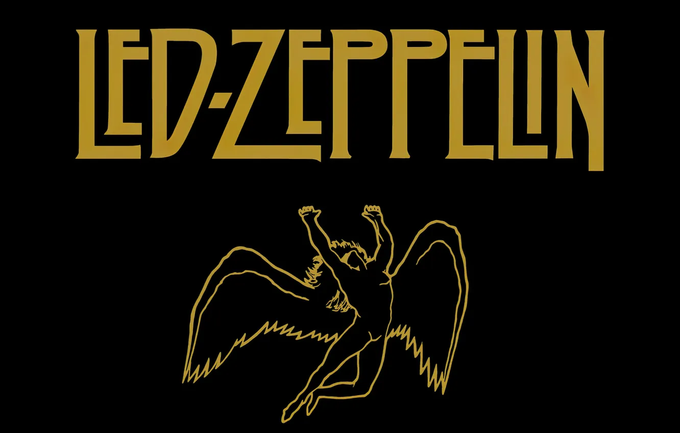 Фото обои музыка, надпись, логотип, группа, черный фон, Led Zeppelin