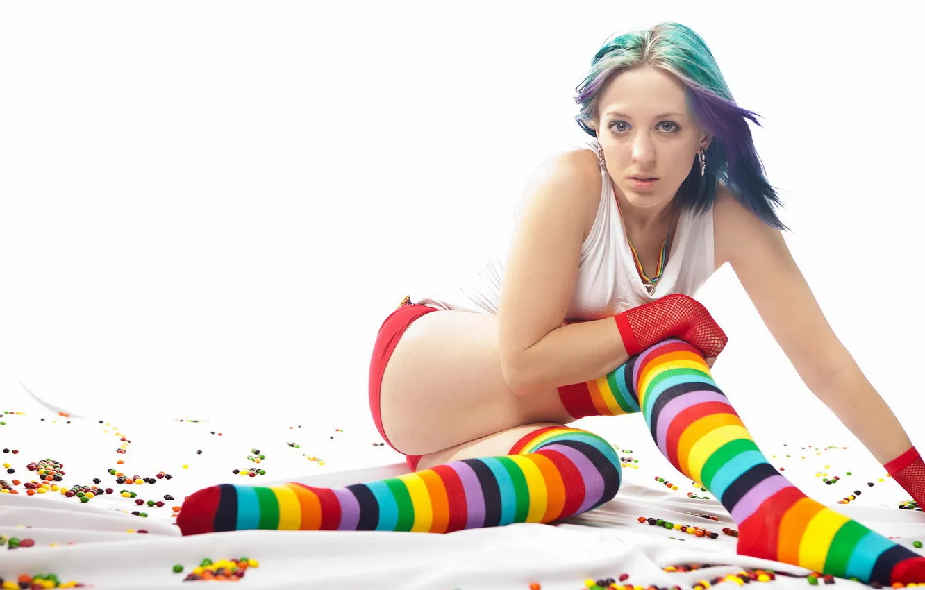 Фото обои девушка, поза, чулки