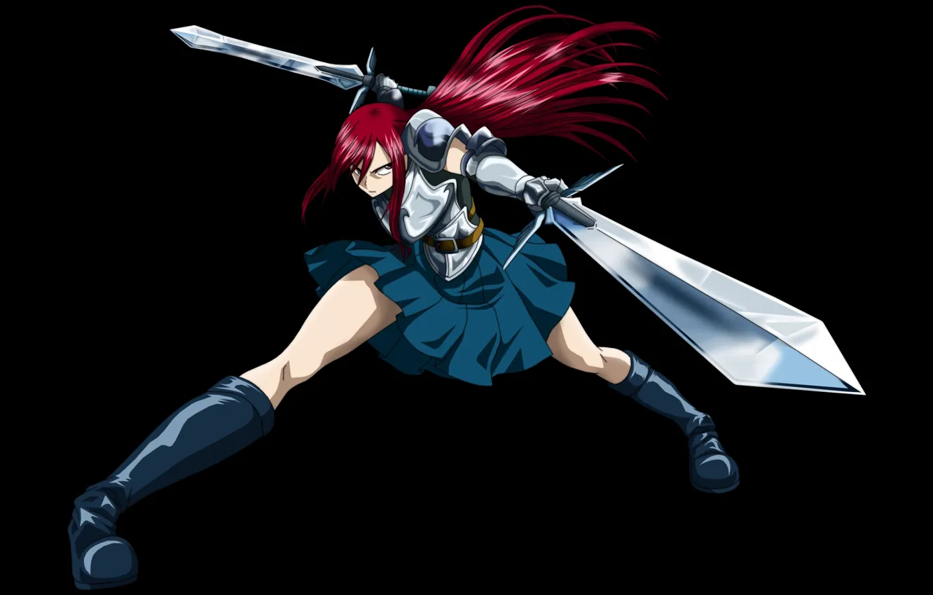 Фото обои red, sword, armor, anime, ken, redhead, blade, manga