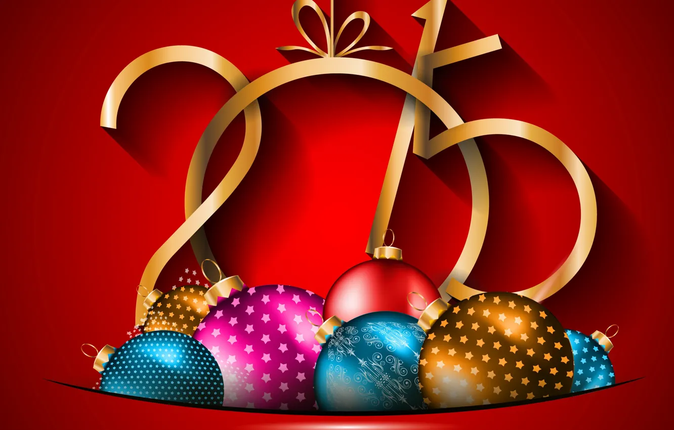 Фото обои Новый Год, balls, New Year, Happy, 2015