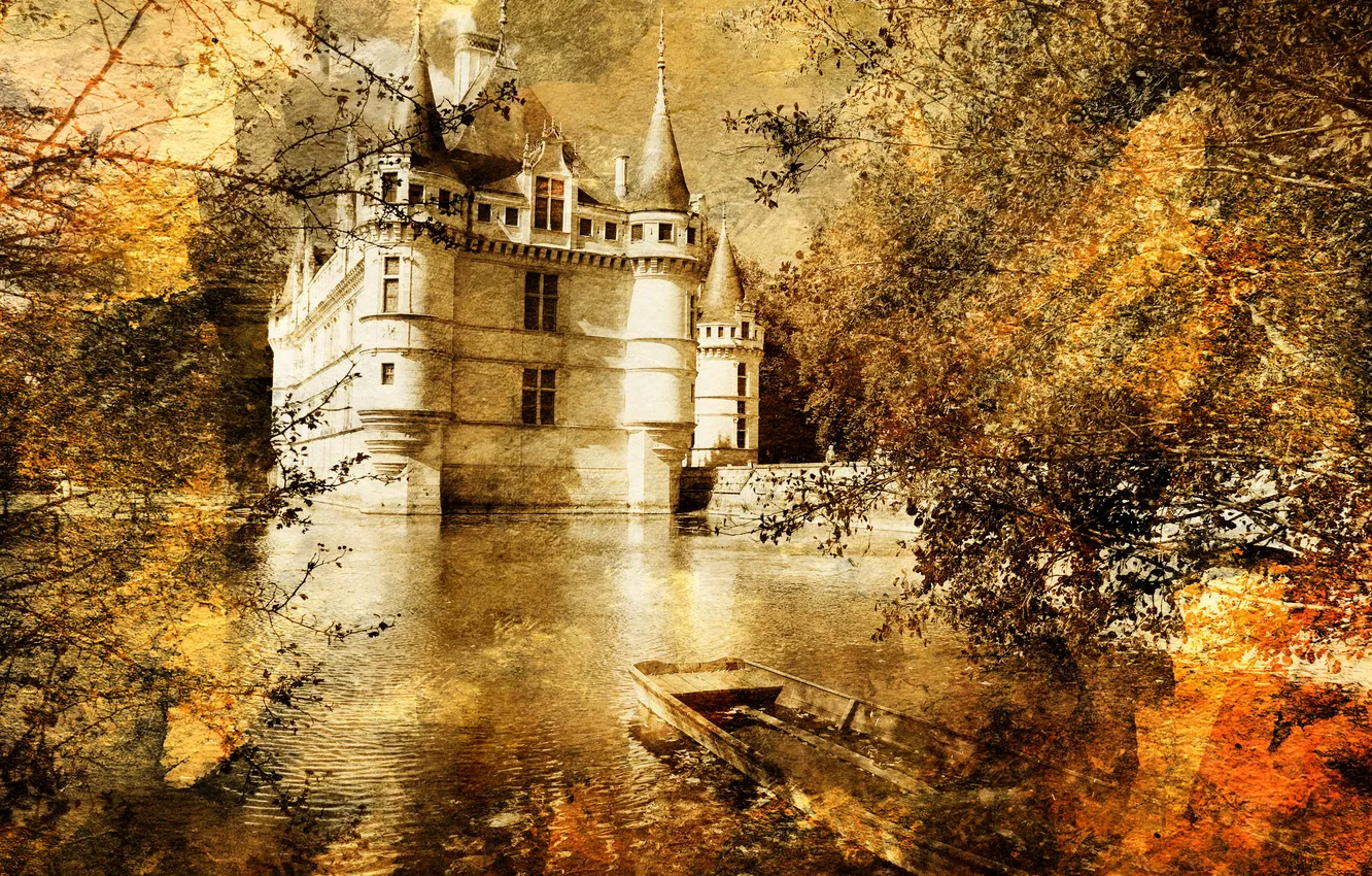 Фото обои вода, старина, замок, сказка