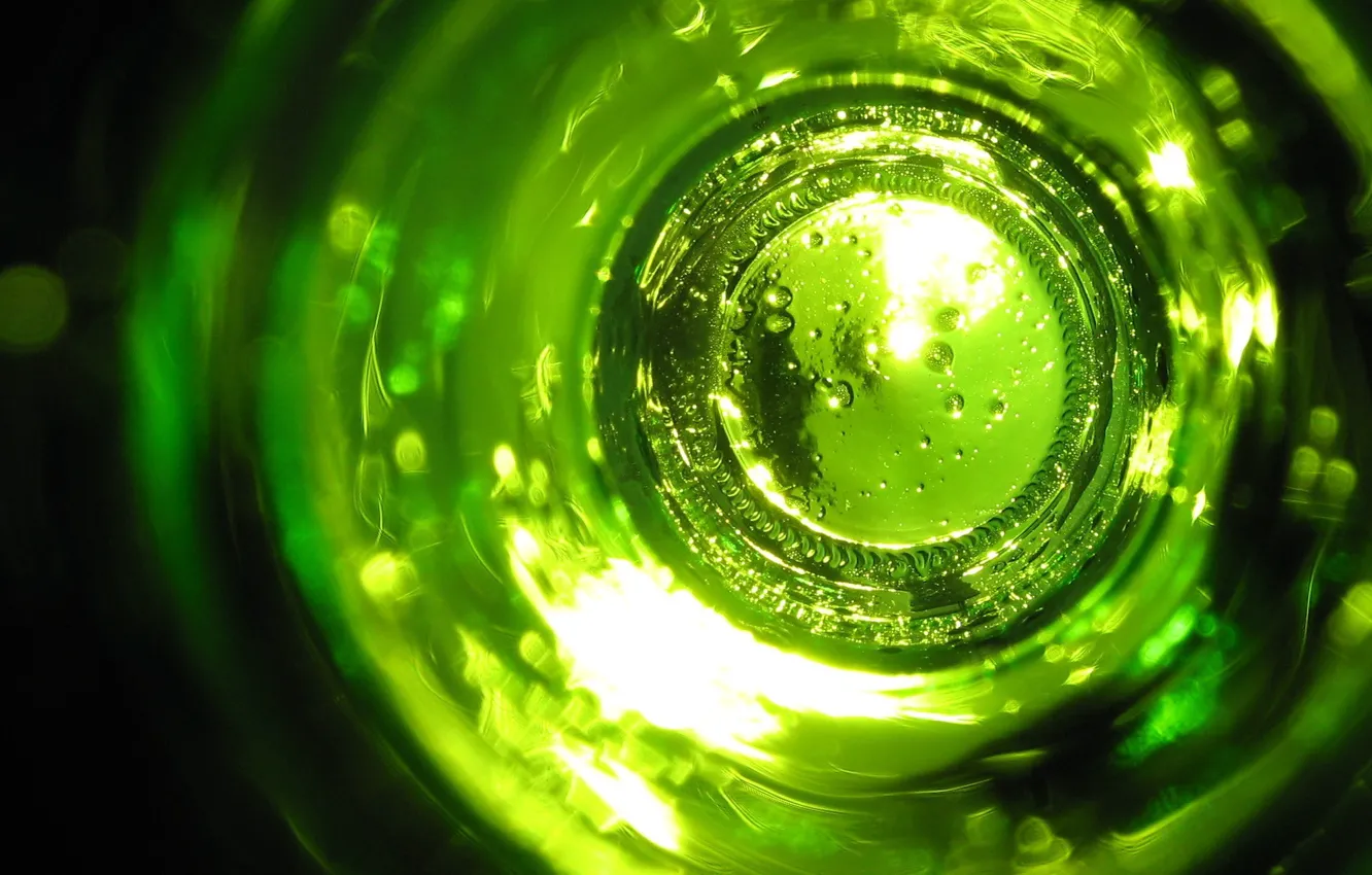 Фото обои стекло, зеленый, Бутылка