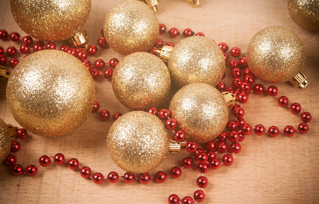 Фото обои украшения, шары, Рождество, Новый год, бусы, Christmas, New Year, ball