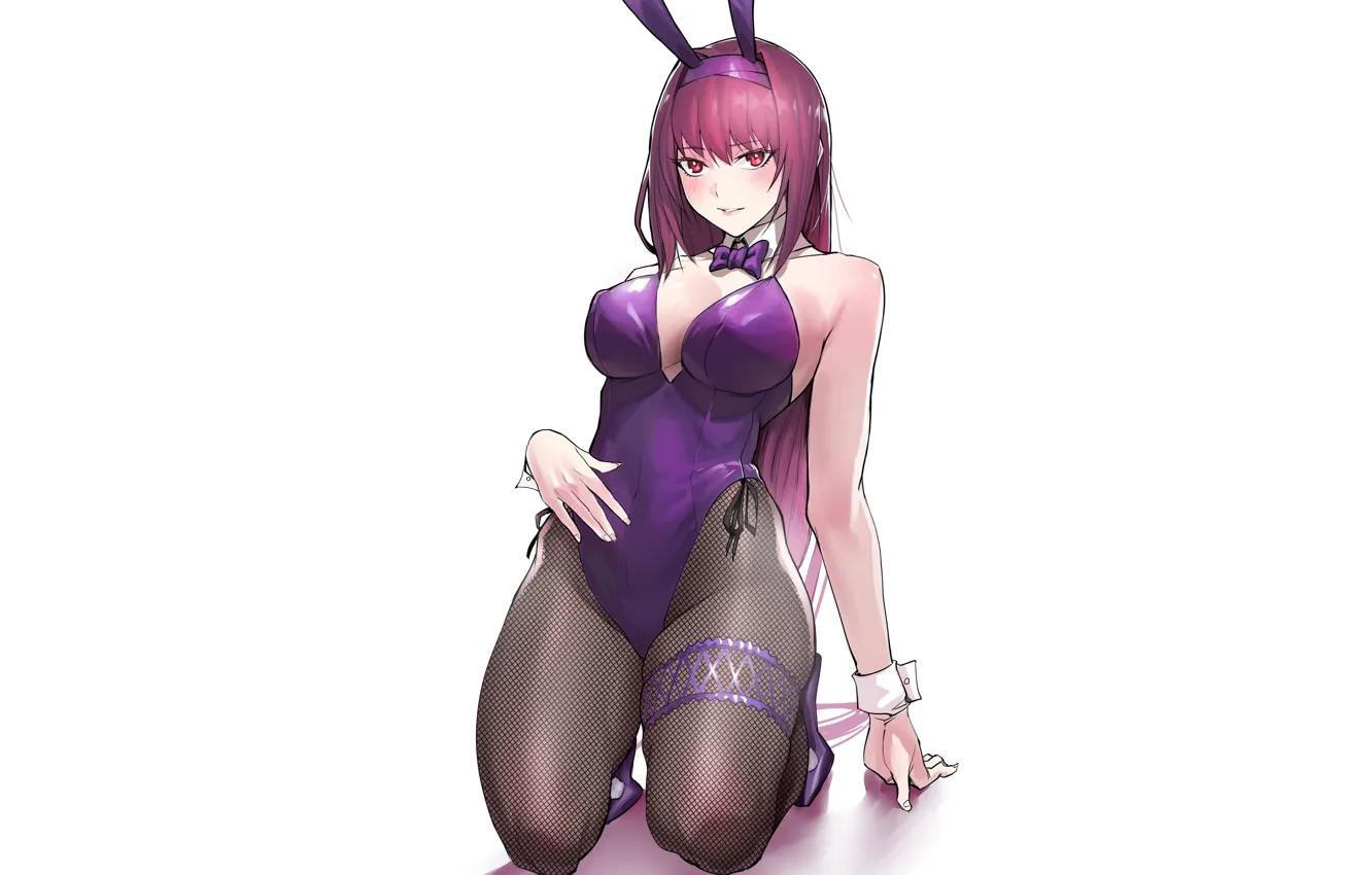 Фото обои sexy, Anime, pretty, purple, bunny, kneeling, bunny girl, fate