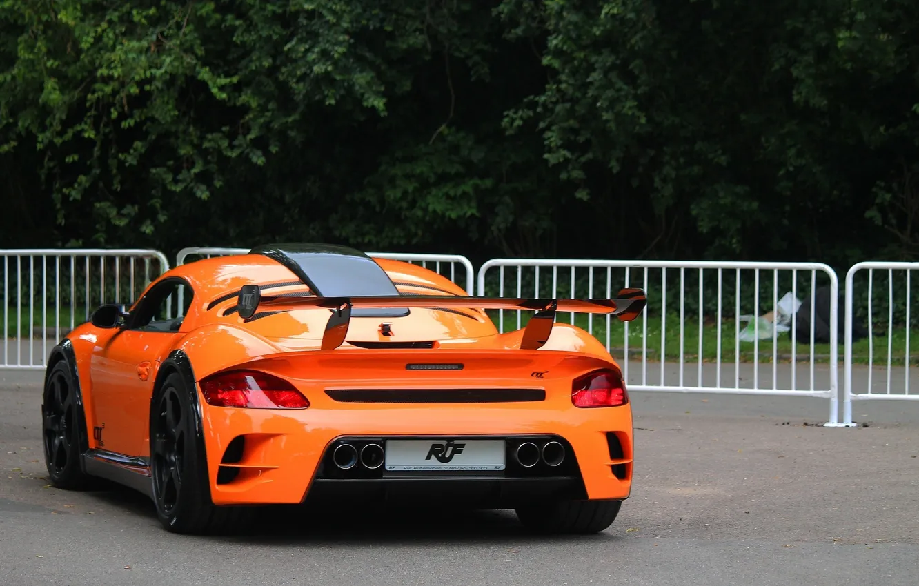 Фото обои оранжевый, porsche, порше, вид сзади, orange, ruf, руф, ctr3