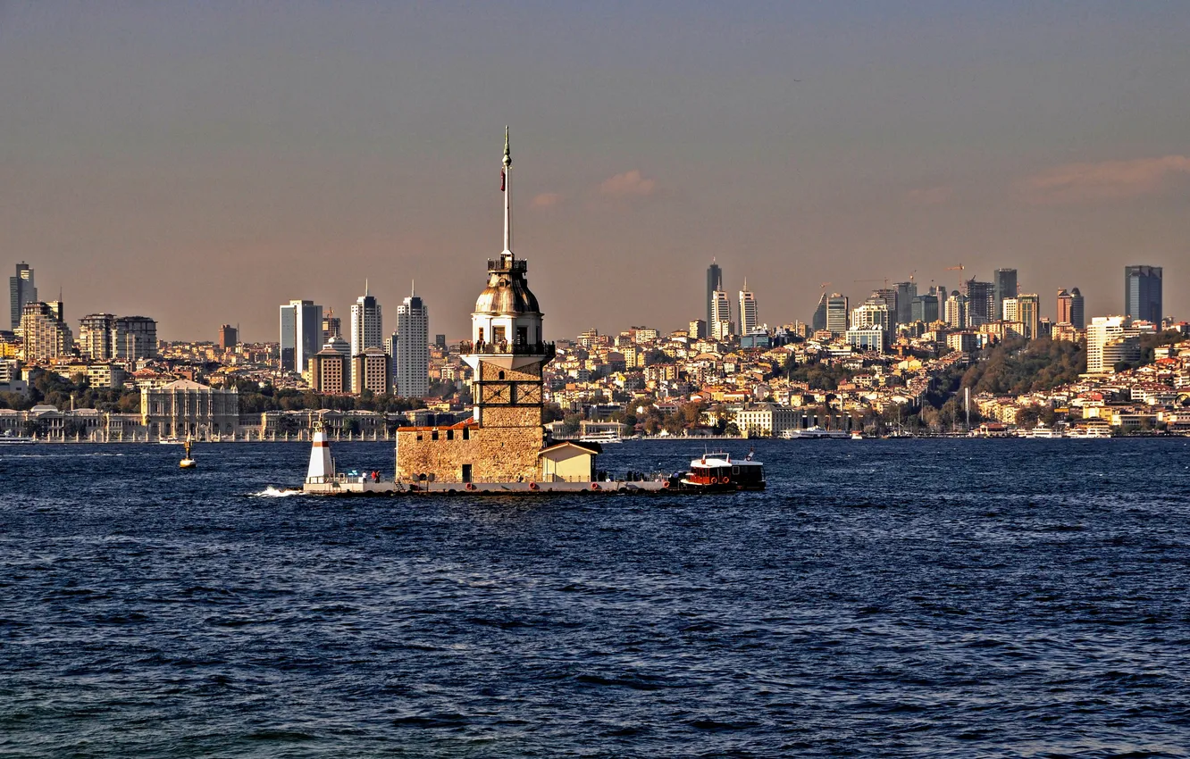Фото обои пейзаж, пролив, остров, Стамбул, Турция, Босфор