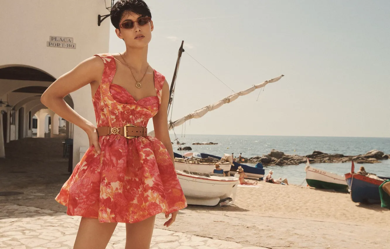 Фото обои девушка, платье, Grace Elizabeth, Грейс Элизабет, Прибрежный шик, Zimmermann, Coastal Chic, Resort 2023 Campaign