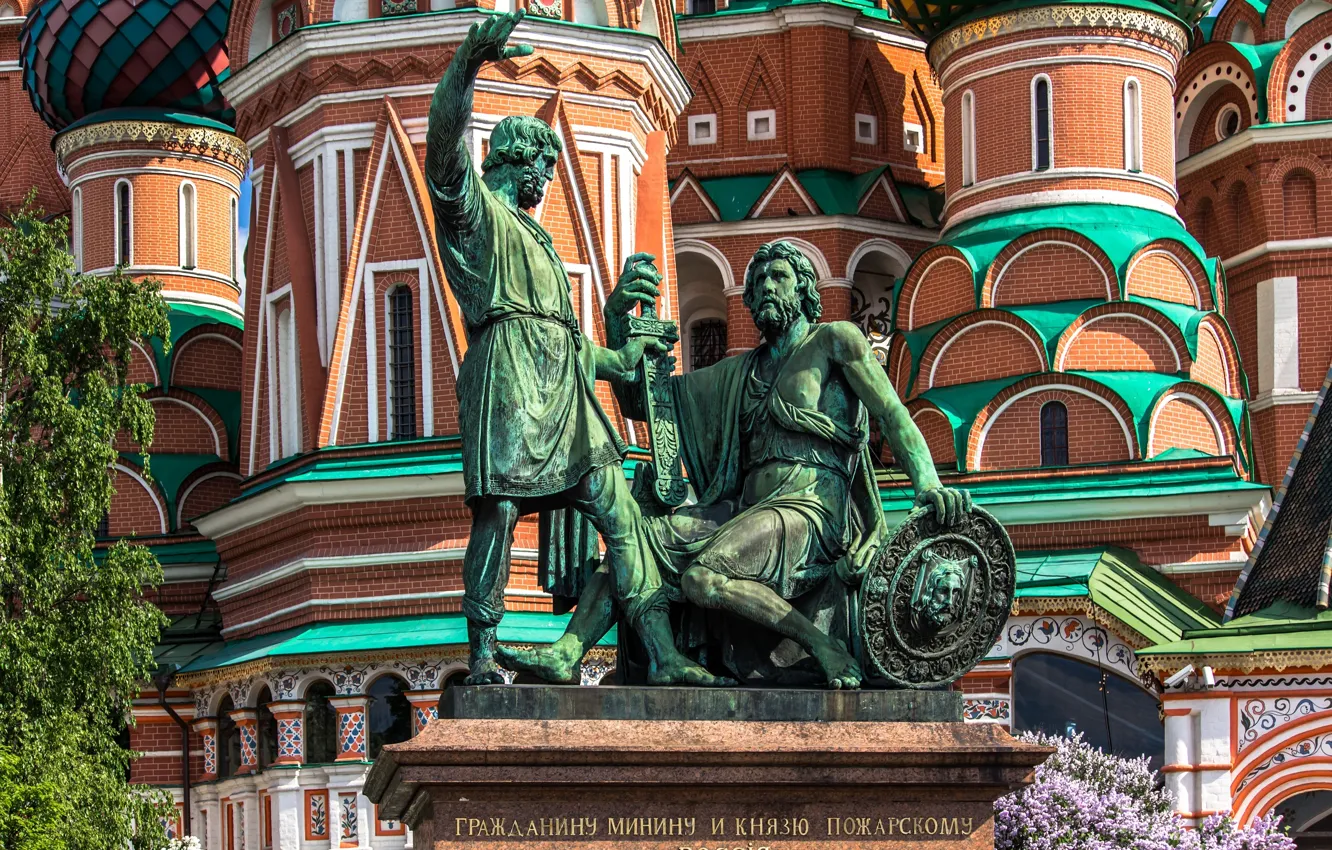 Фото обои Москва, Россия, памятник Минину и Пожарскому