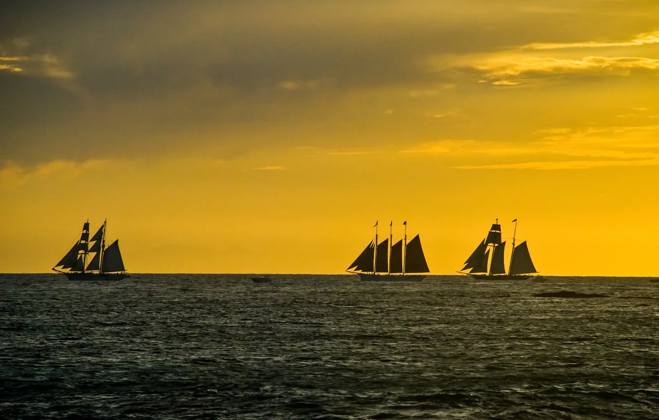 Фото обои sky, sea, ocean, clouds, seaside, sunlight, sailing, sail