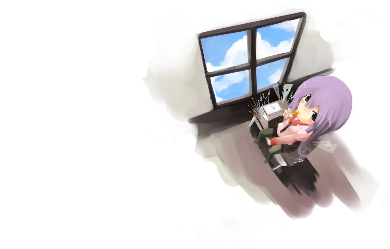 Фото обои аниме, офис, девочка