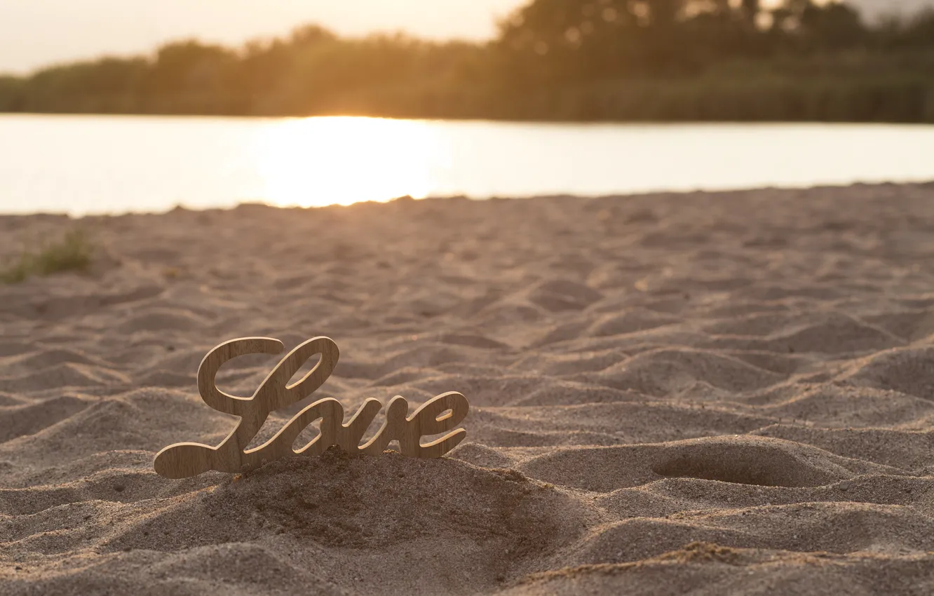 Фото обои песок, пляж, любовь