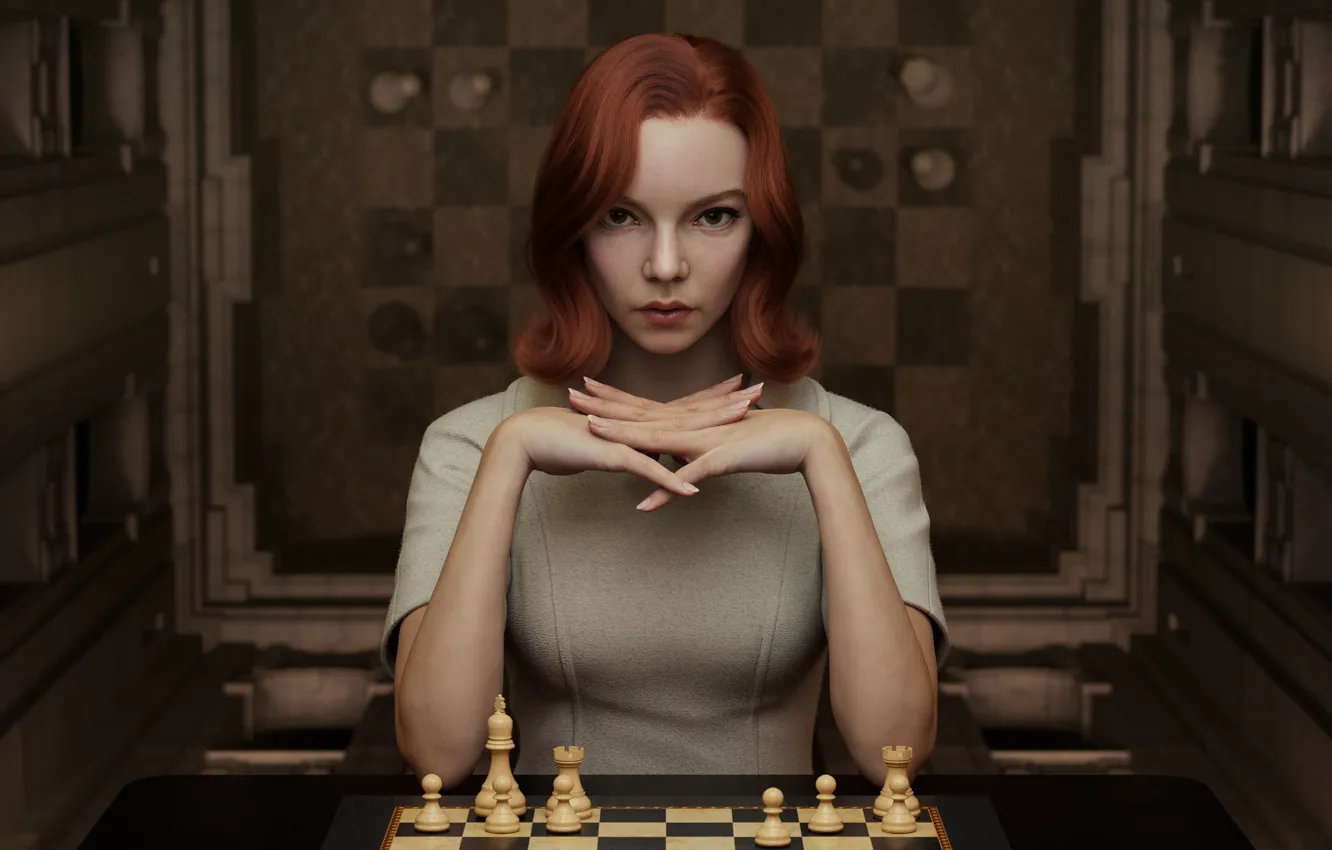Фото обои redhead, artwork, Anya Taylor-Joy, 2021, The Queen's Gambit, Beth Harmon